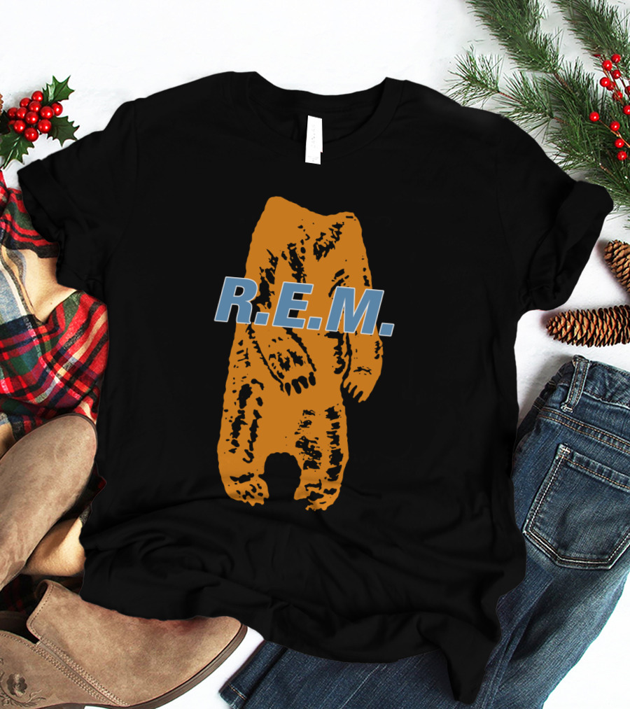 R.E.M. Orange Bear Motif T-Shirt