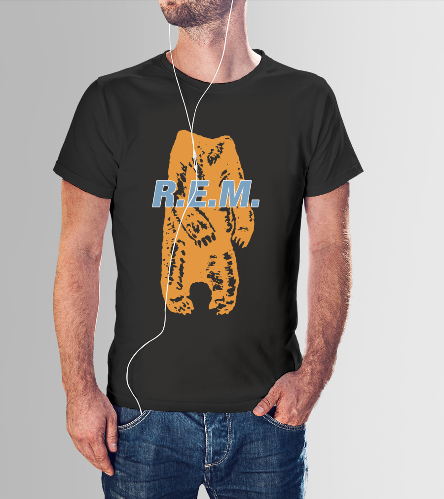 R.E.M. Orange Bear Motif T-Shirt