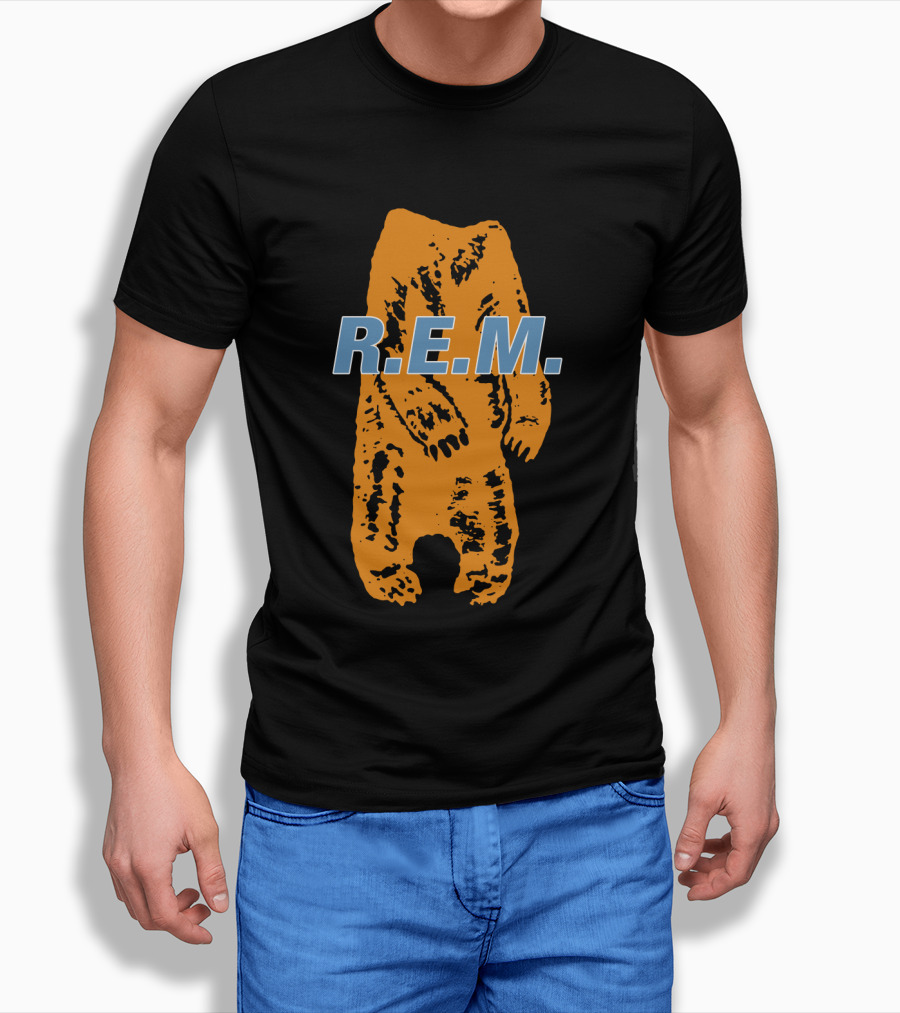 R.E.M. Orange Bear Motif T-Shirt