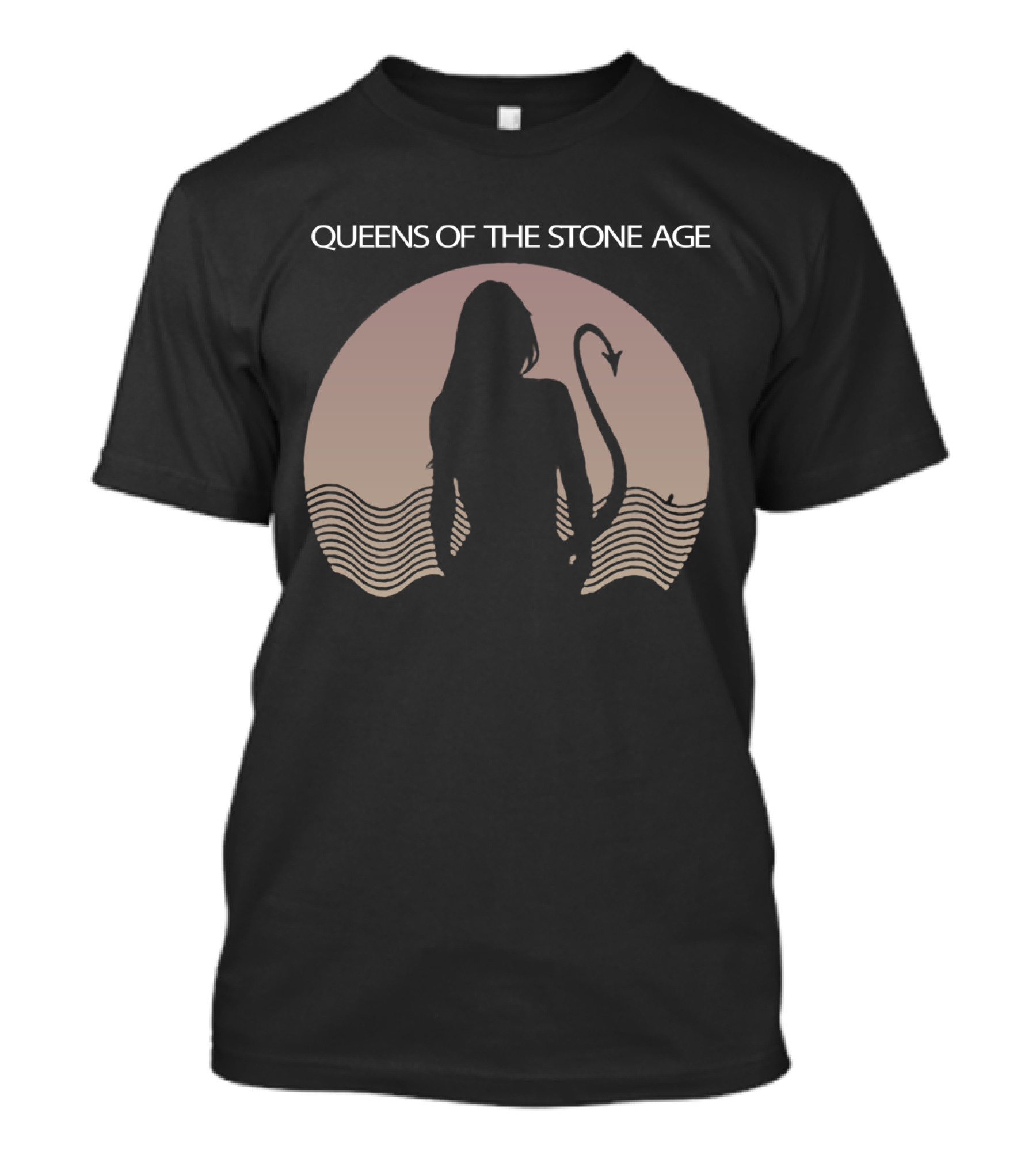 Queens Of The Stone Age Mermaid Silhouette With Tail And Waves T-Shirt