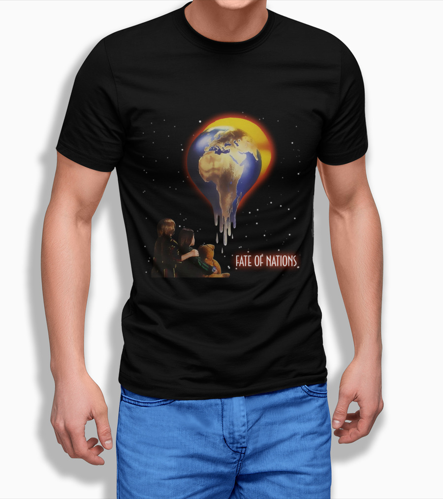 Fate Of Nations Melting Earth With Children And Teddy Bear T-Shirt