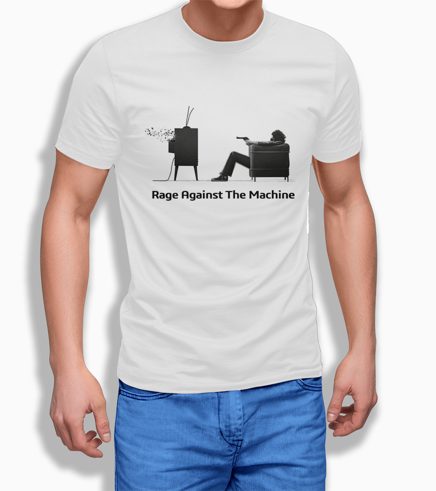 Ratm Rage Against The Machine Man With Gun Watching Exploding Tv T-Shirt