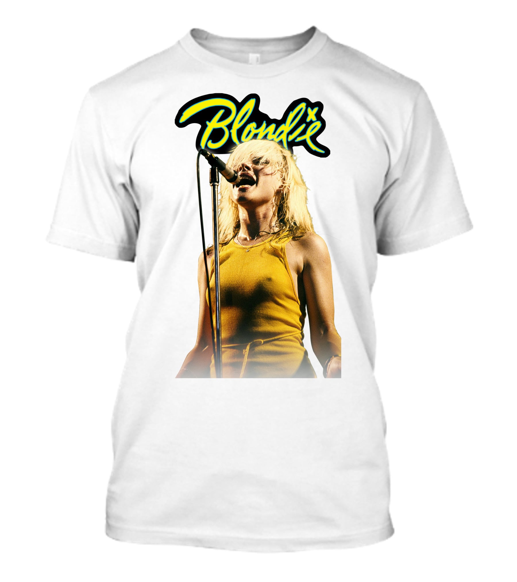Blondie Live Performance Microphone Yellow Dress T-Shirt