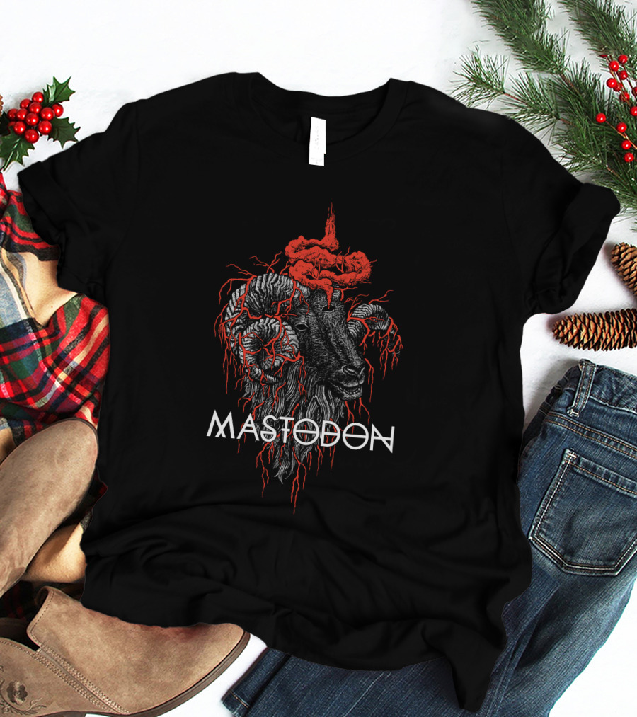 Mastodon Goat Head With Red Brain And Veins T-Shirt