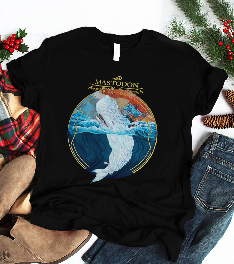 Mastodon Leviathan Moby Dick Whale Sea Battle T-Shirt