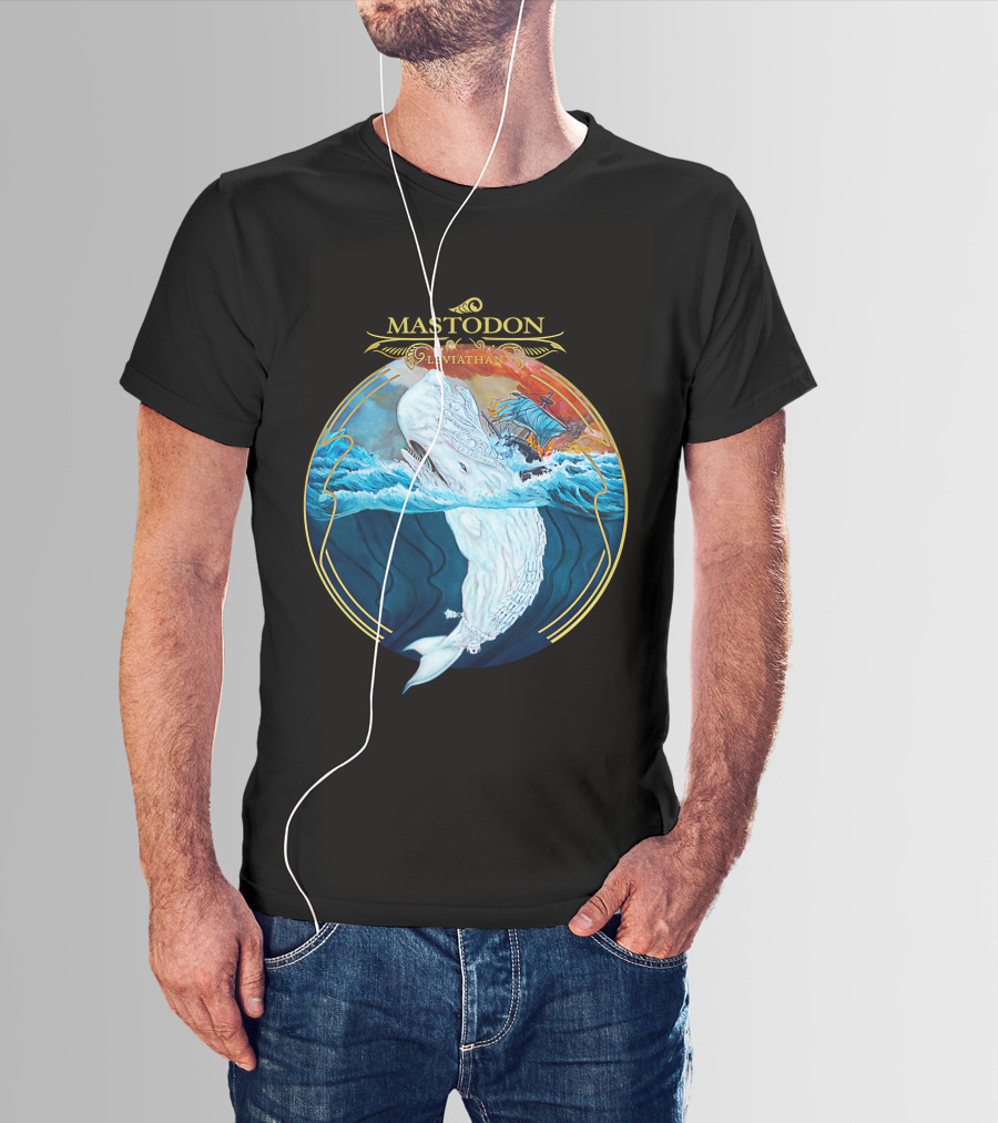 Mastodon Leviathan Moby Dick Whale Sea Battle T-Shirt