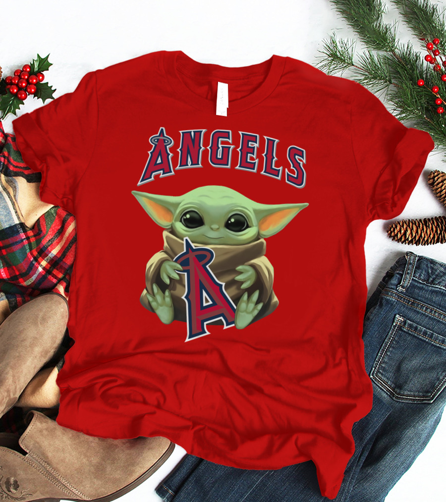 Baby Yoda Angels MLB Baseball Team Crossover T-Shirt