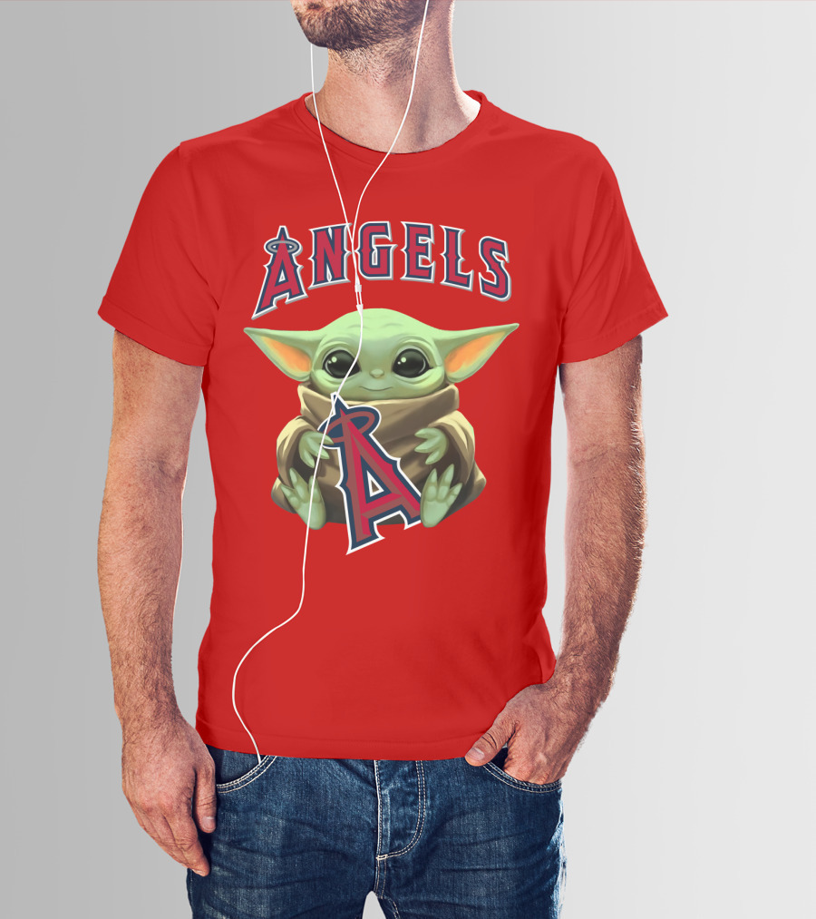Baby Yoda Angels MLB Baseball Team Crossover T-Shirt