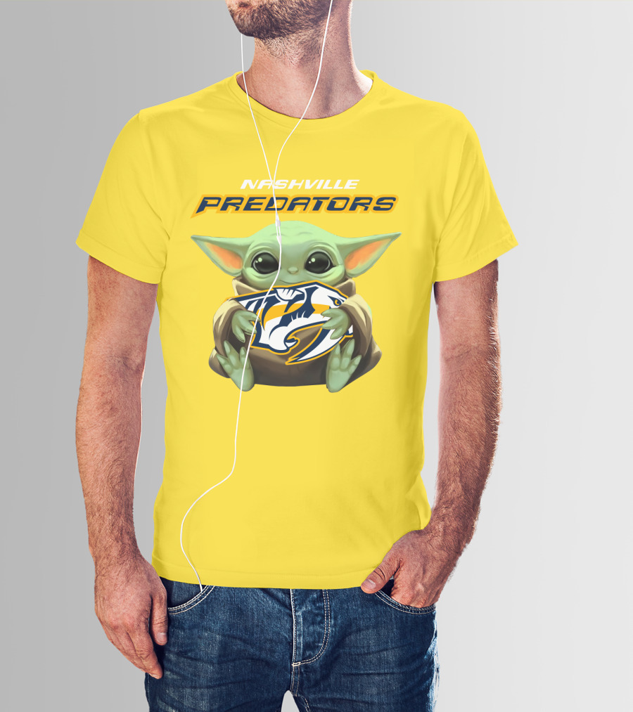 Nashville Predators Baby Yoda Hugging T-Shirt