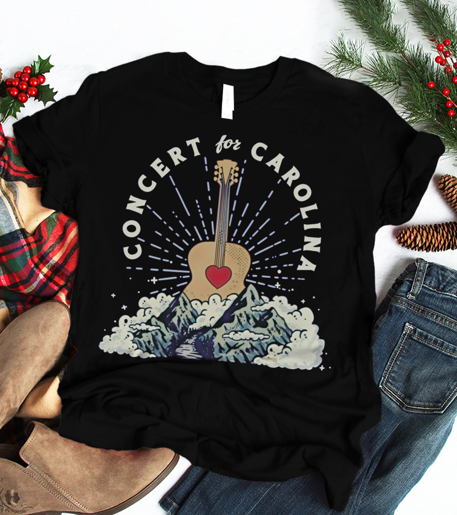 Concert For Carolina Guitar Heart Mountains T-Shirt