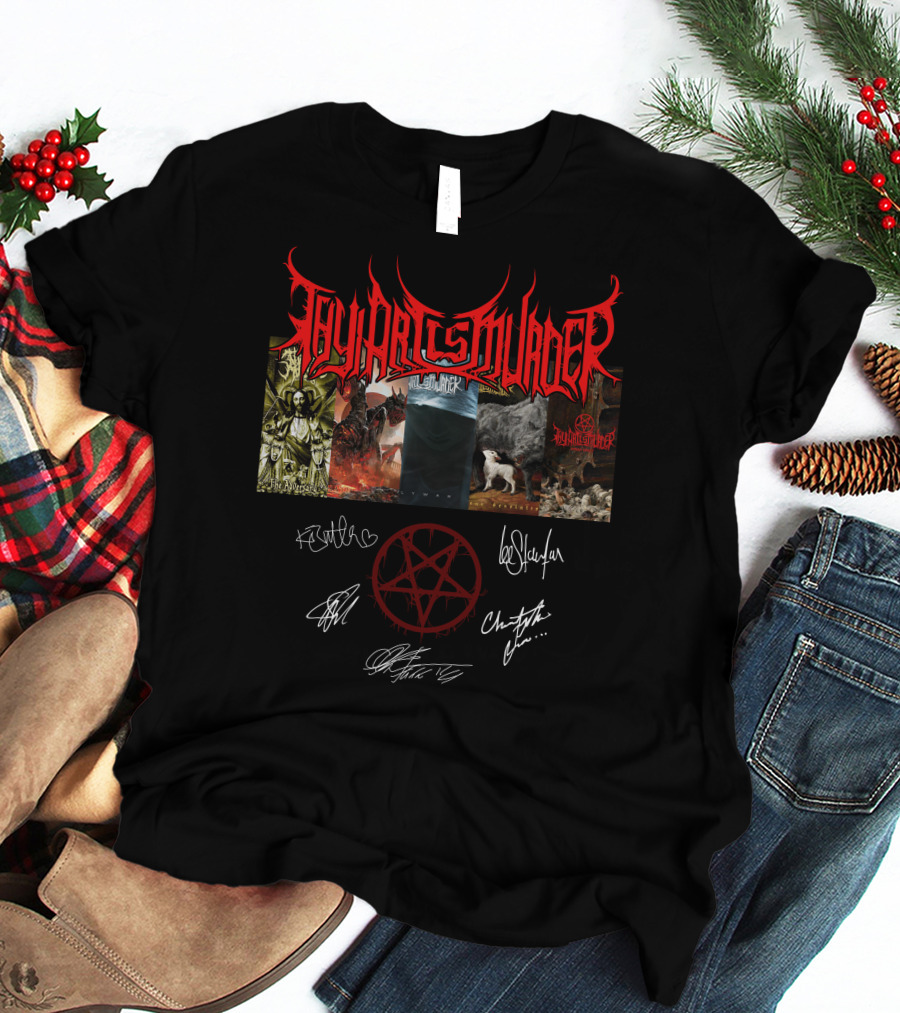 Thy Art Is Murder Autographed Band Artwork With Pentagram Symbol T-Shirt