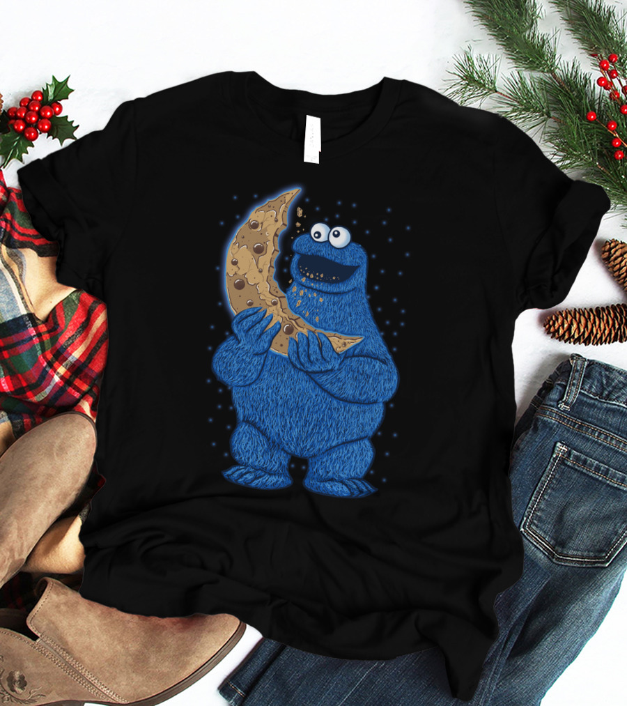 Cookie Monster Eating Moon Cookie T-Shirt