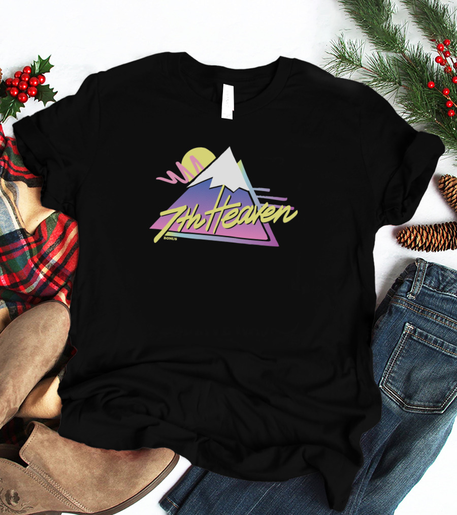 7th Heaven Retro Mountain Sunset Aesthetic Bonus T-Shirt