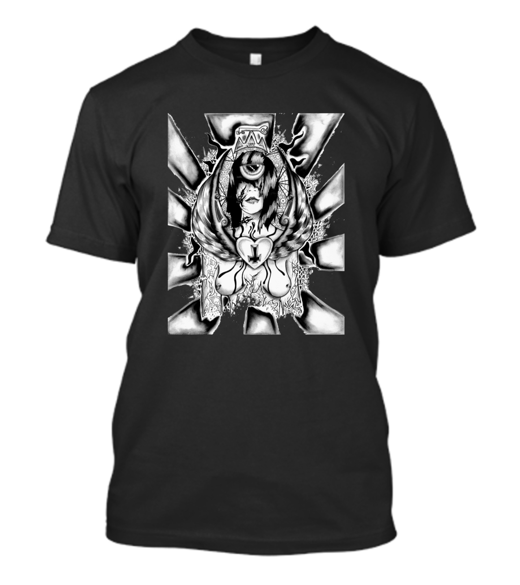 A Sirens Pure Beauty Winged Heart Crowned Cyclops T-Shirt