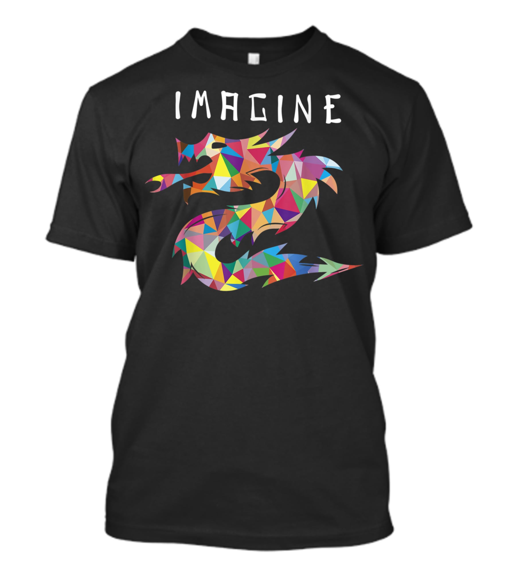 Imagine Colorful Geometric Dragon Tattoo T-Shirt