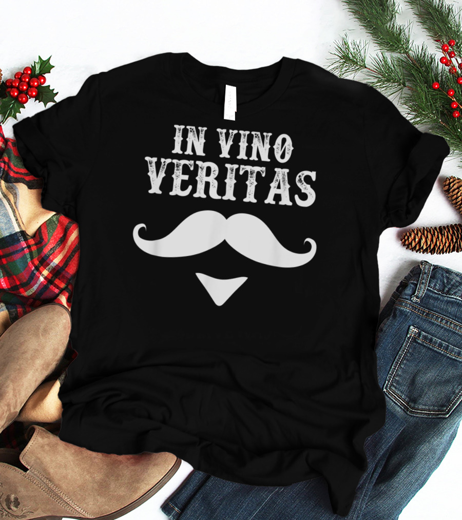 In Vino Veritas With Mustache Emblem Doc Holiday Western T-Shirt