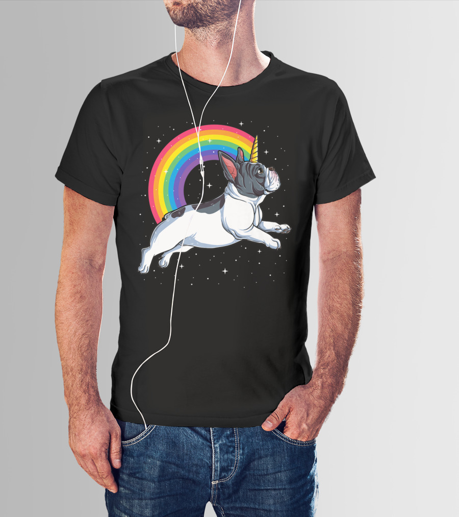 French Bulldog Unicorn Rainbow Galaxy Frenchicorn Kids Space Adventure T-Shirt