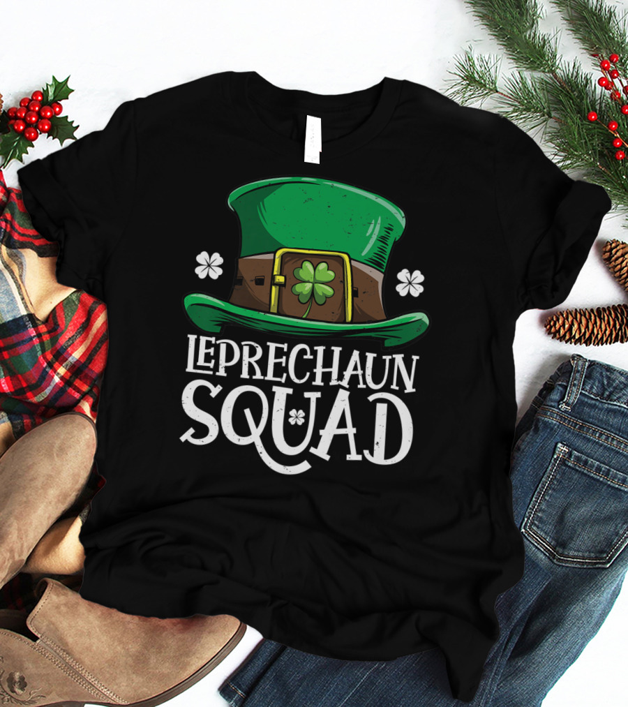 Leprechaun Squad St Patricks Day Costume12 Green Hat Clover Shamrock T-Shirt