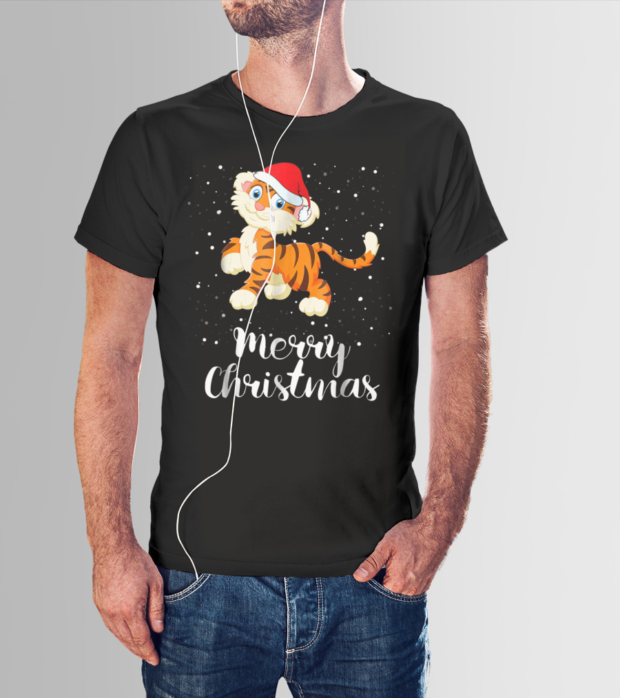Merry Christmas Tiger Funny Christmas Matching Family Group T-Shirt