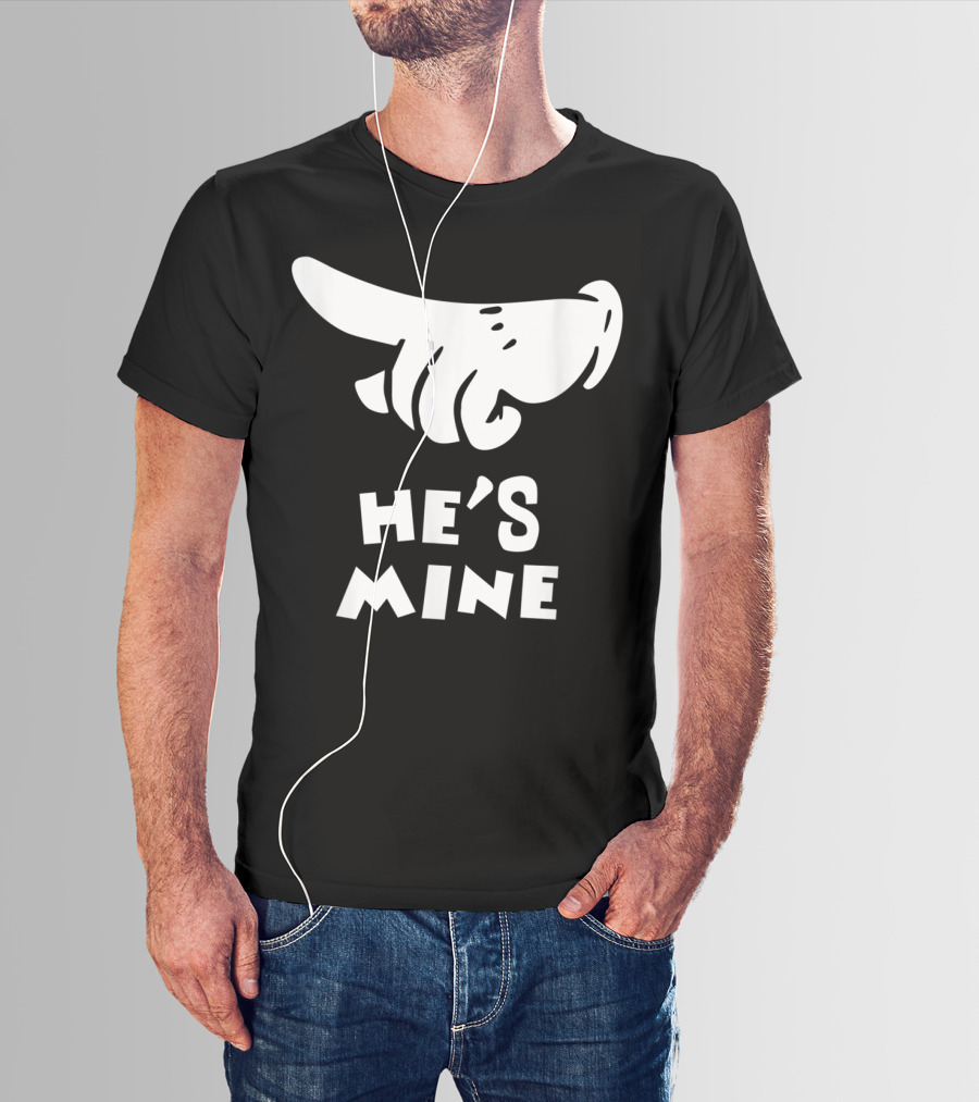 Valentines Day He's Mine Couples Hand Design 15 T-Shirt