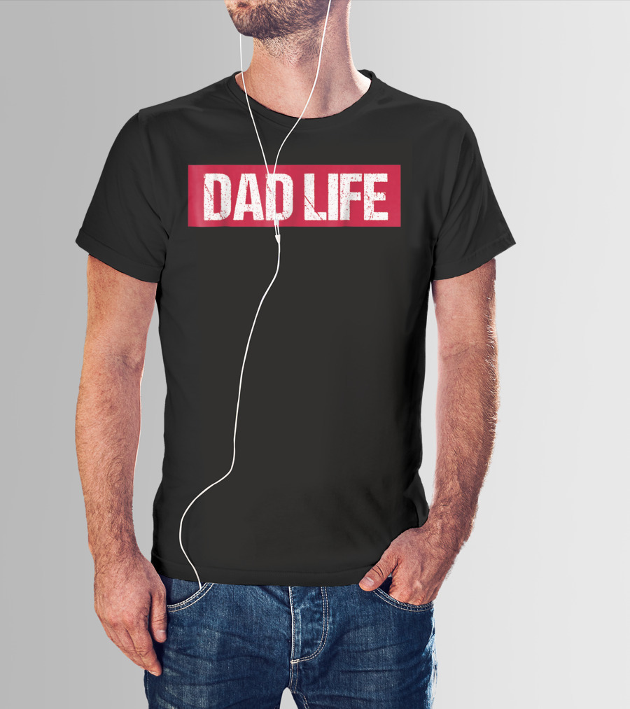 Mens Dad Life Red Block Text T-Shirt