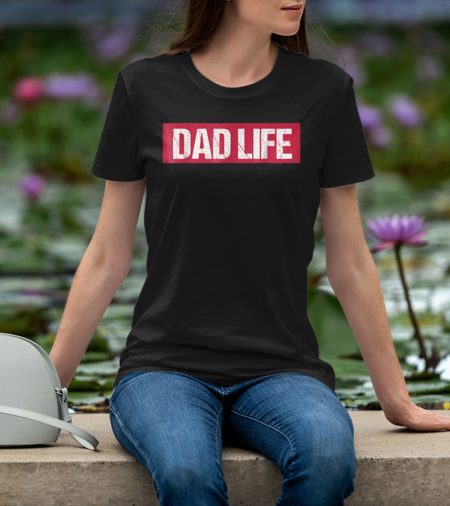 Mens Dad Life Red Block Text T-Shirt