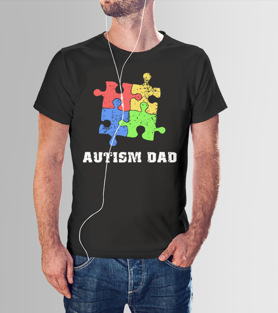 Autism Dad Puzzle Piece Support Educate Love Tee99 T-Shirt