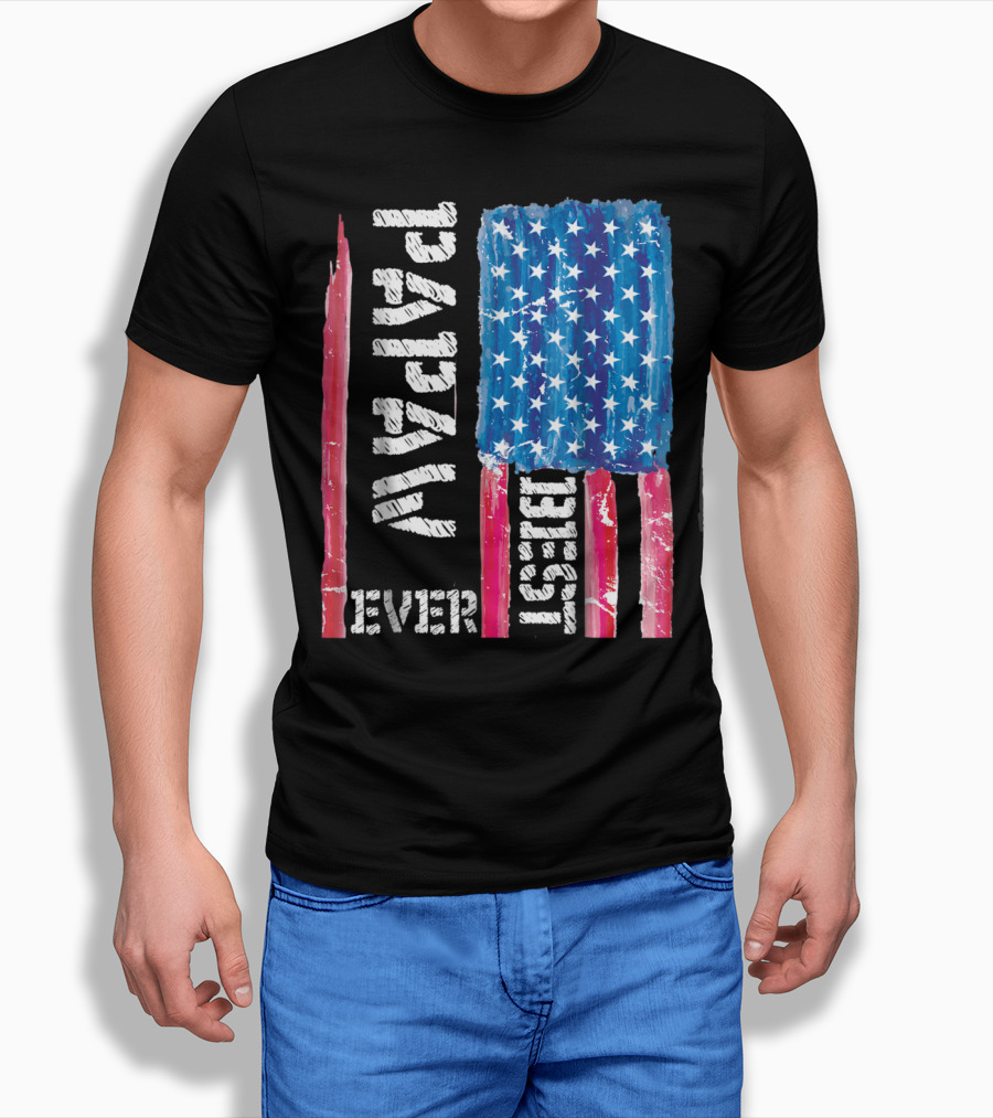 Best Papaw Ever Distressed American Flag Vertical Text and Stars T-Shirt