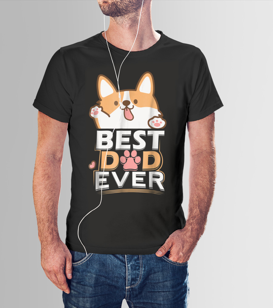 Best Dog Dad Ever Corgi Paws And Ears T-Shirt