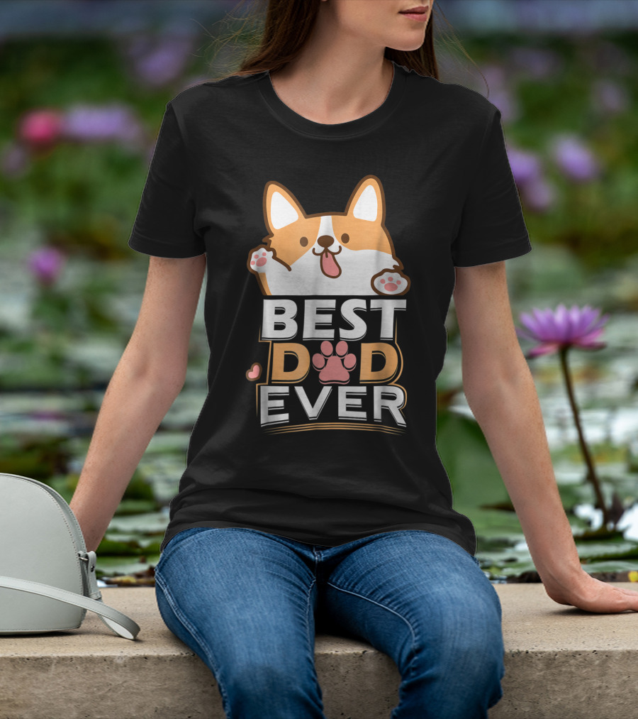 Best Dog Dad Ever Corgi Paws And Ears T-Shirt