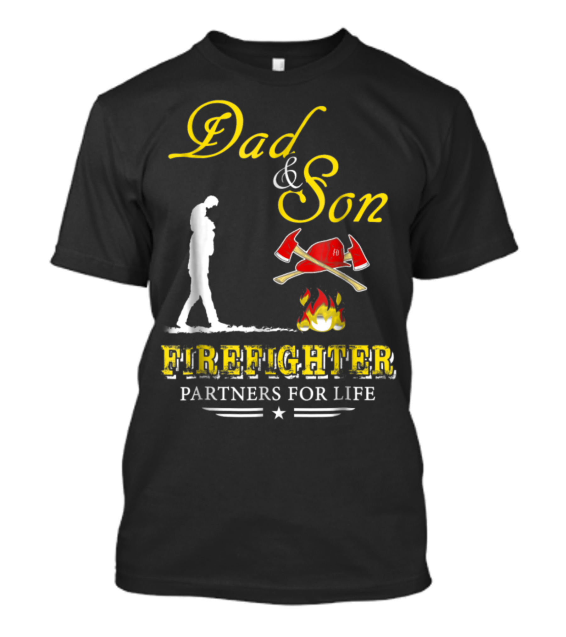 Dad And Son Firefighter Partners For Life T-Shirt