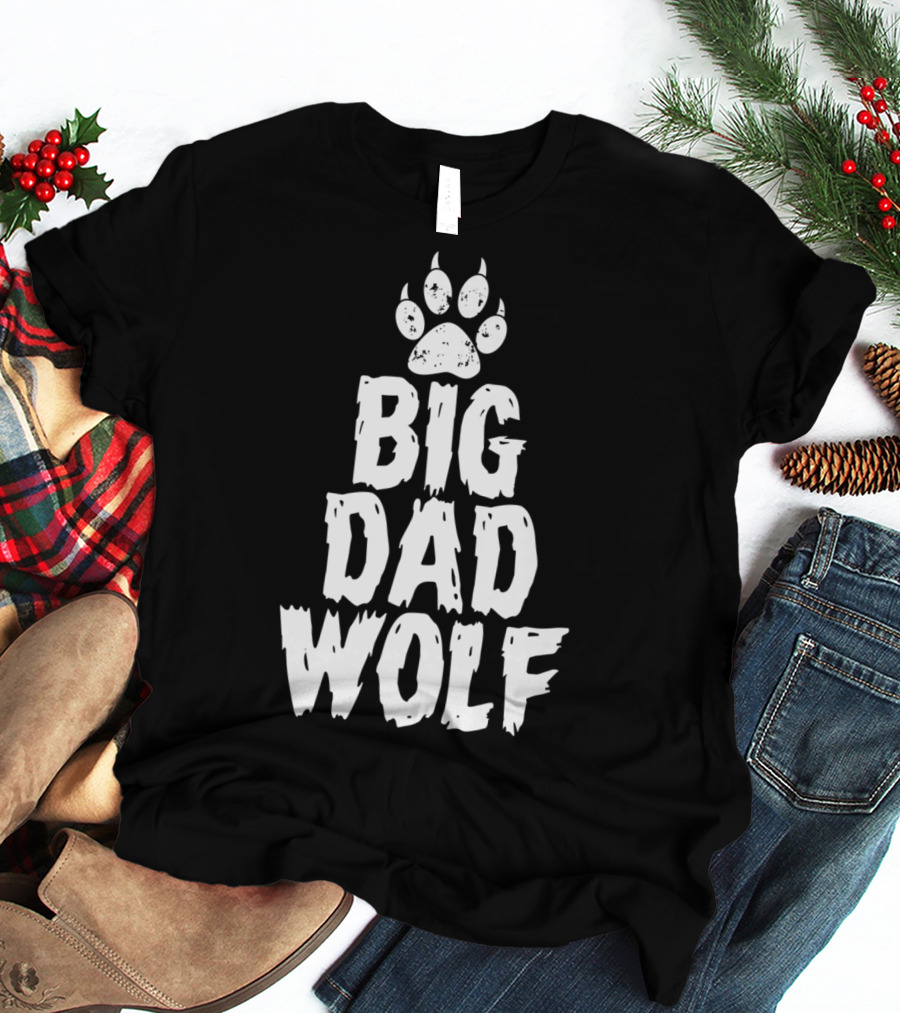 Big Dad Wolf Paw Distressed White Novelty T-Shirt