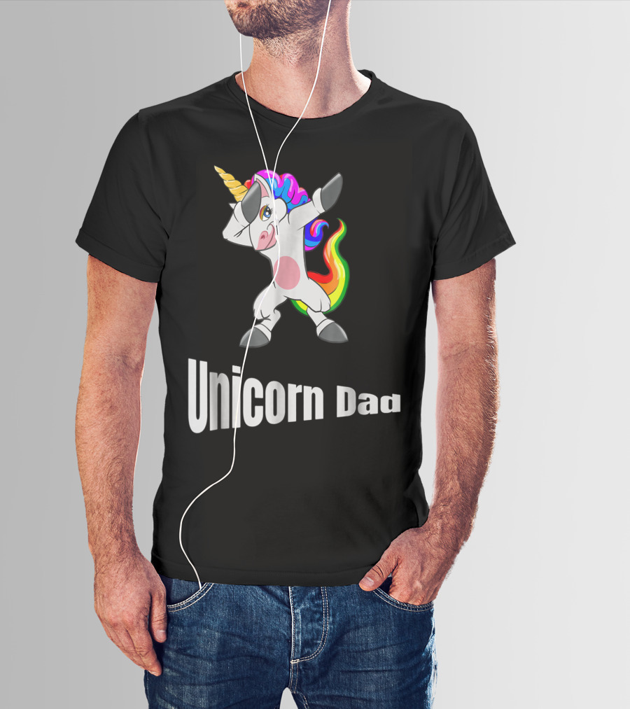 Dabbing Unicorn Dad Rainbow Birthday T-Shirt