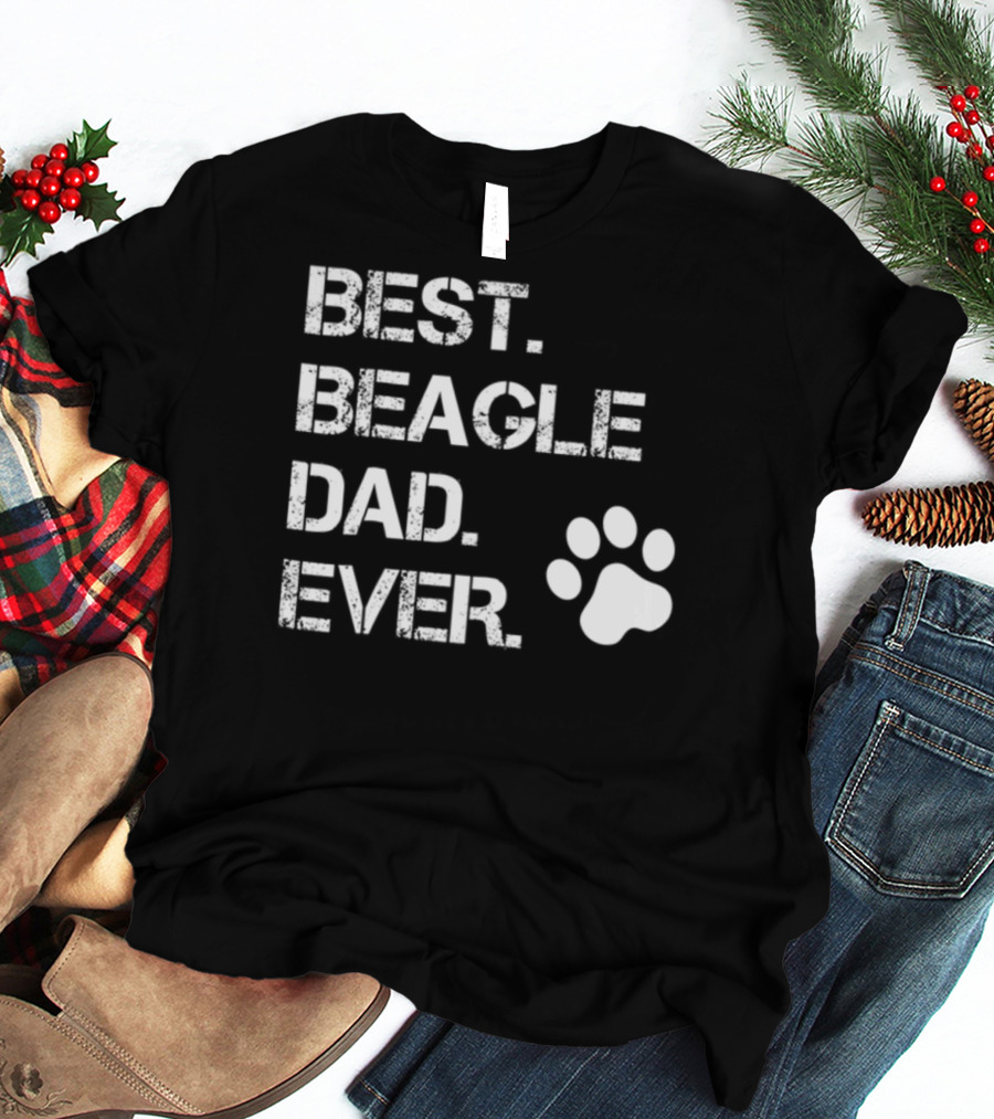 Best Beagle Dad Ever Dog Animal Lover Paw Prints T-Shirt