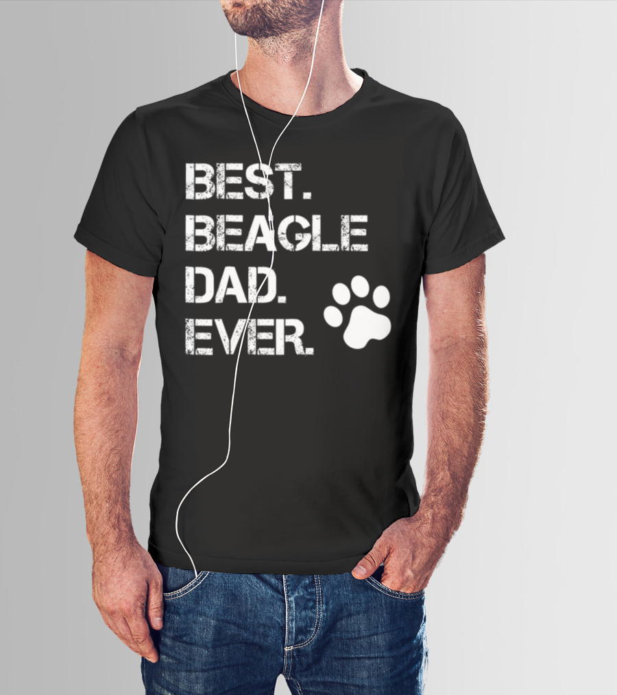 Best Beagle Dad Ever Dog Animal Lover Paw Prints T-Shirt