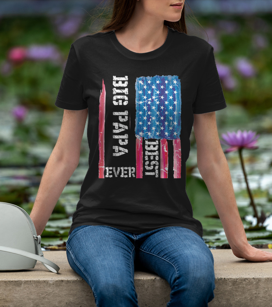 Best Big Papa Ever Distressed American Flag T-Shirt