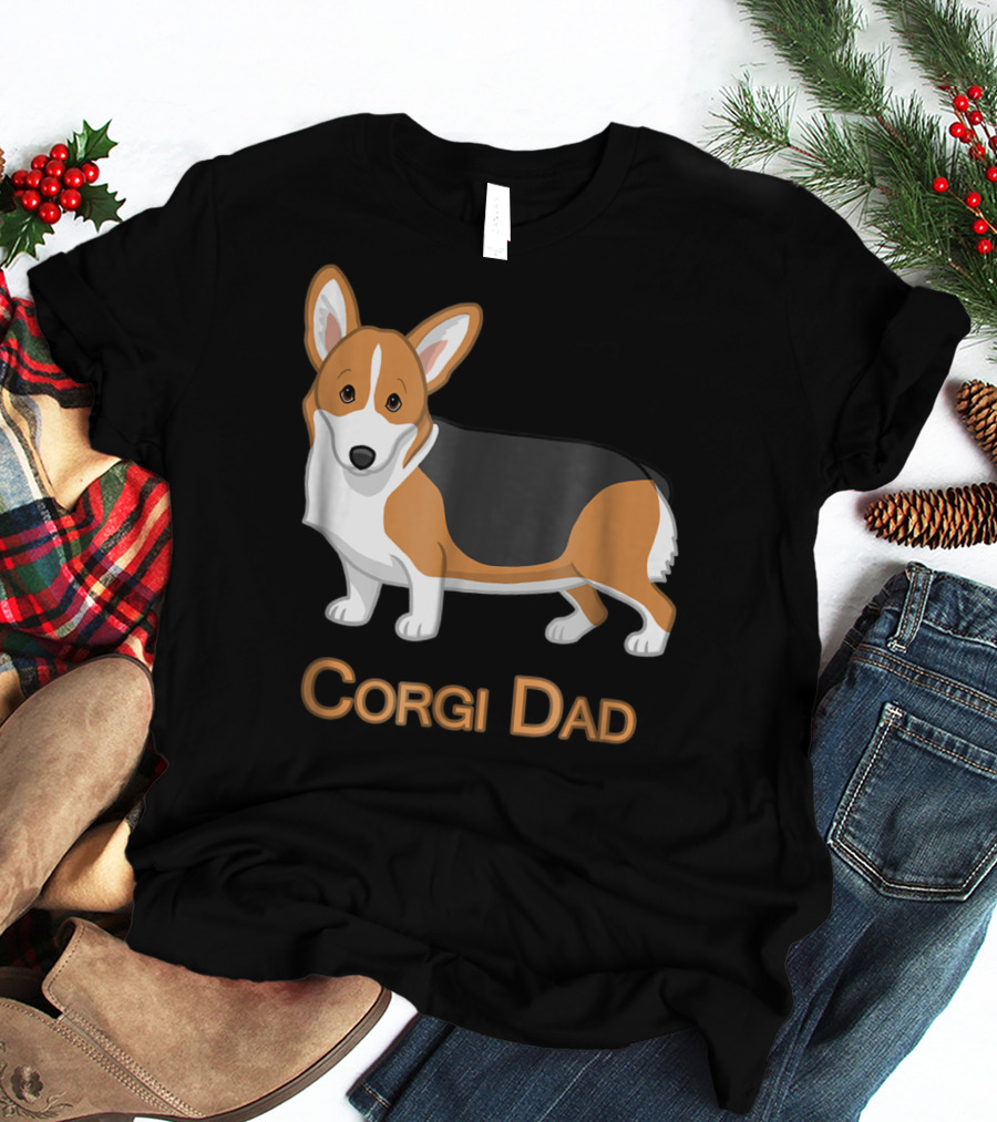 Corgi Dad Cute Red Tricolor Welsh Corgi Lovers T-Shirt