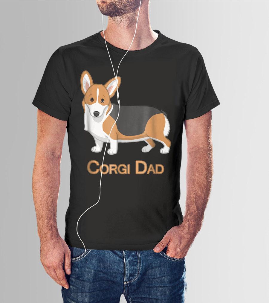 Corgi Dad Cute Red Tricolor Welsh Corgi Lovers T-Shirt