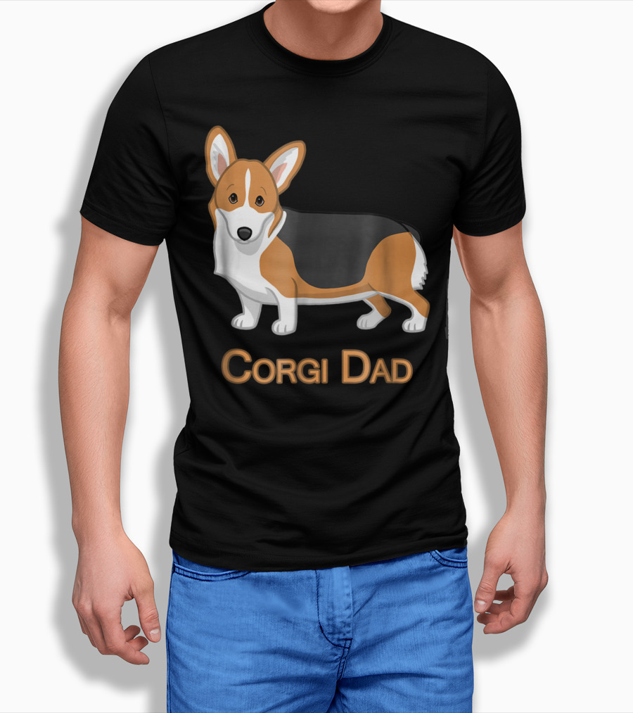 Corgi Dad Cute Red Tricolor Welsh Corgi Lovers T-Shirt