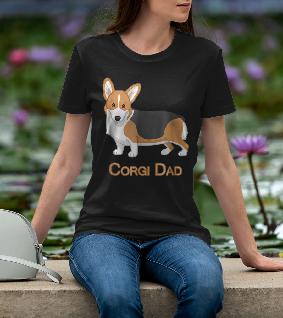 Corgi Dad Cute Red Tricolor Welsh Corgi Lovers T-Shirt