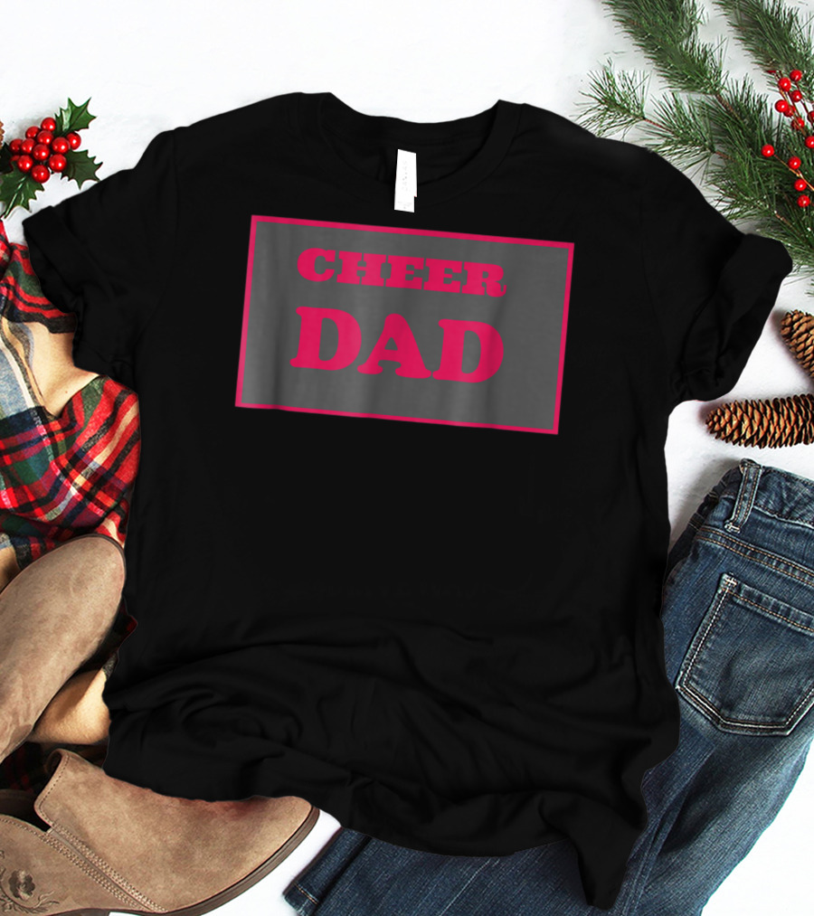 CHEER DAD Pink Block Letters T-Shirt