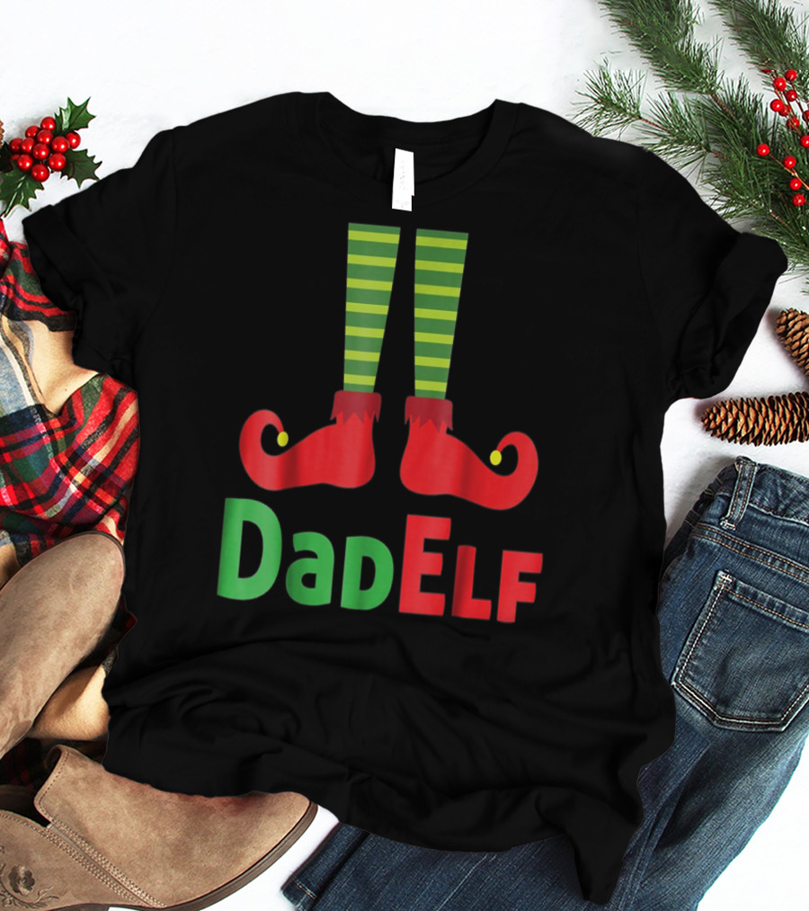 Dad Elf Christmas Family Matching Pajama Party T-Shirt