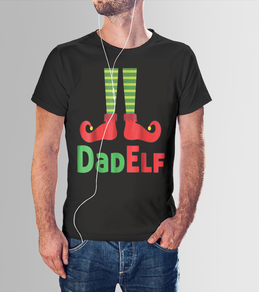 Dad Elf Christmas Family Matching Pajama Party T-Shirt