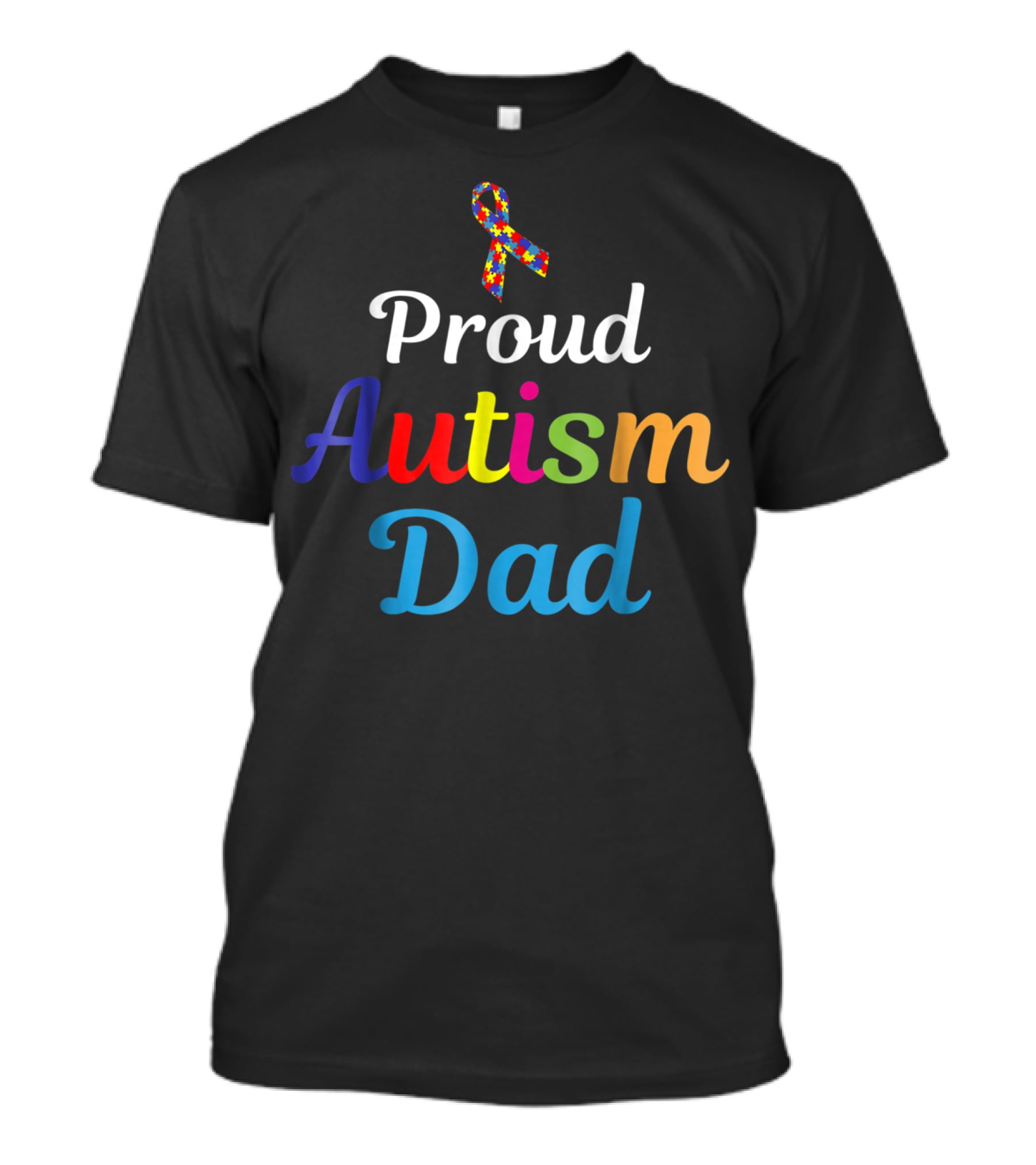 Proud Autism Dad Puzzle Ribbon Support Grandpa Papa T-Shirt