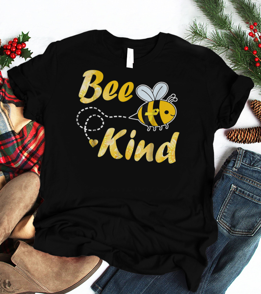 Bee Kind Childhood Cancer Gold Ribbon Warrior64 T-Shirt
