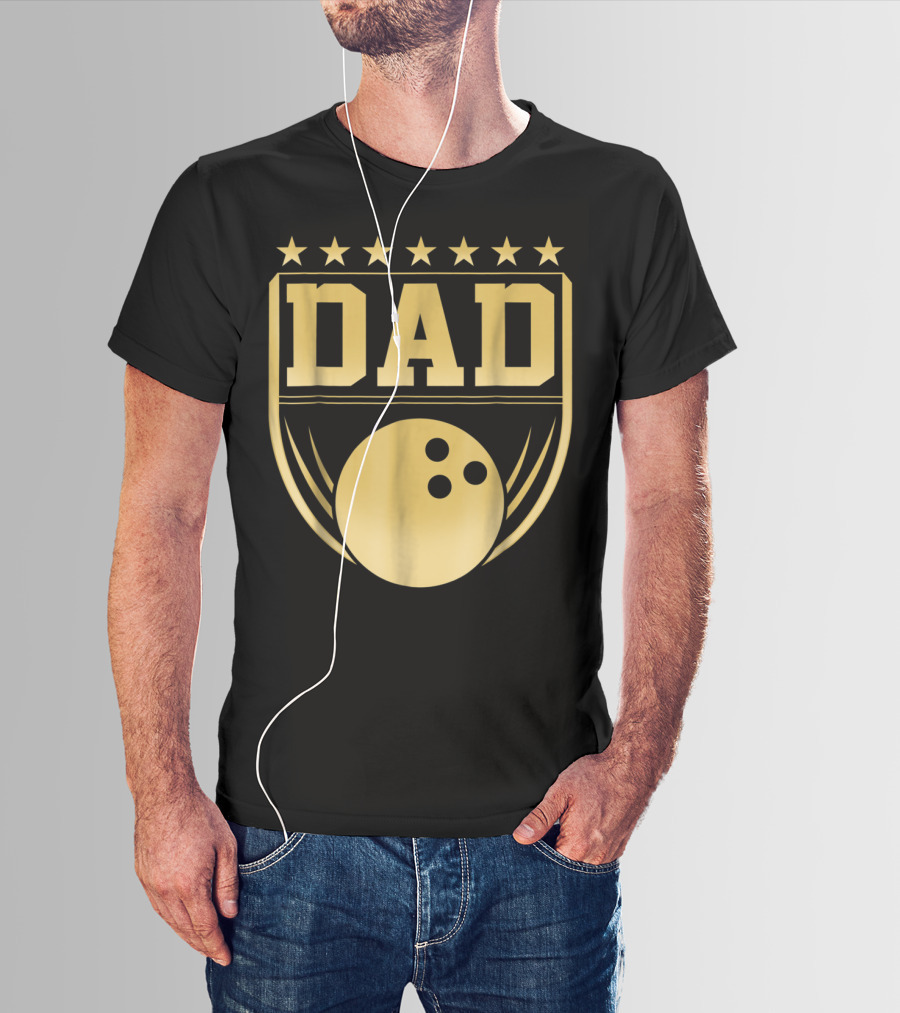 Dad Bowling Golden Shield Medal T-Shirt