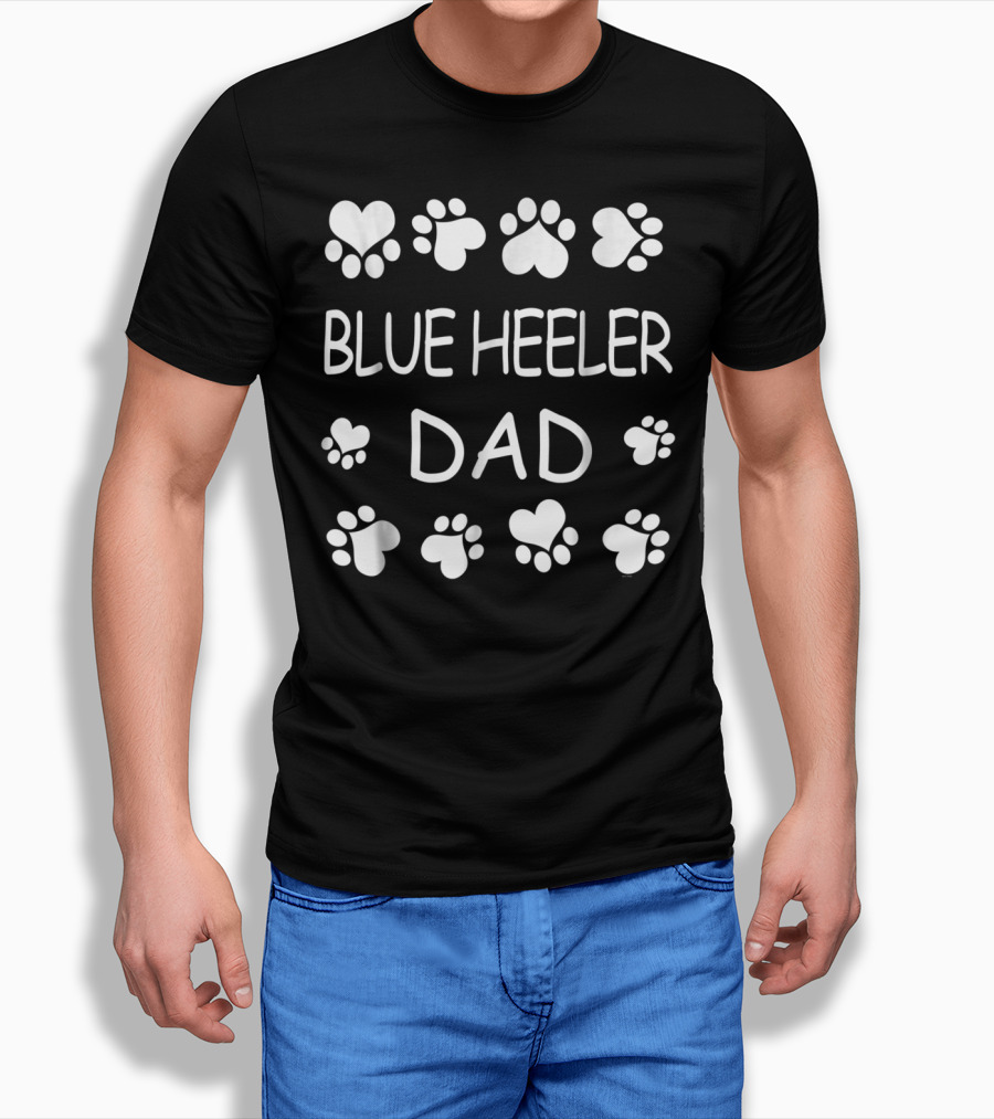 Blue Heeler Dad Pawprints Christmas Birthday T-Shirt