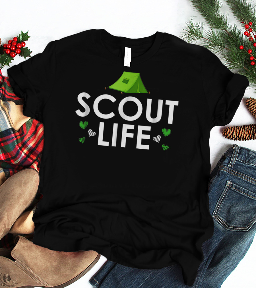Scout Life Green Tent Camping Adventure Scouting T-Shirt