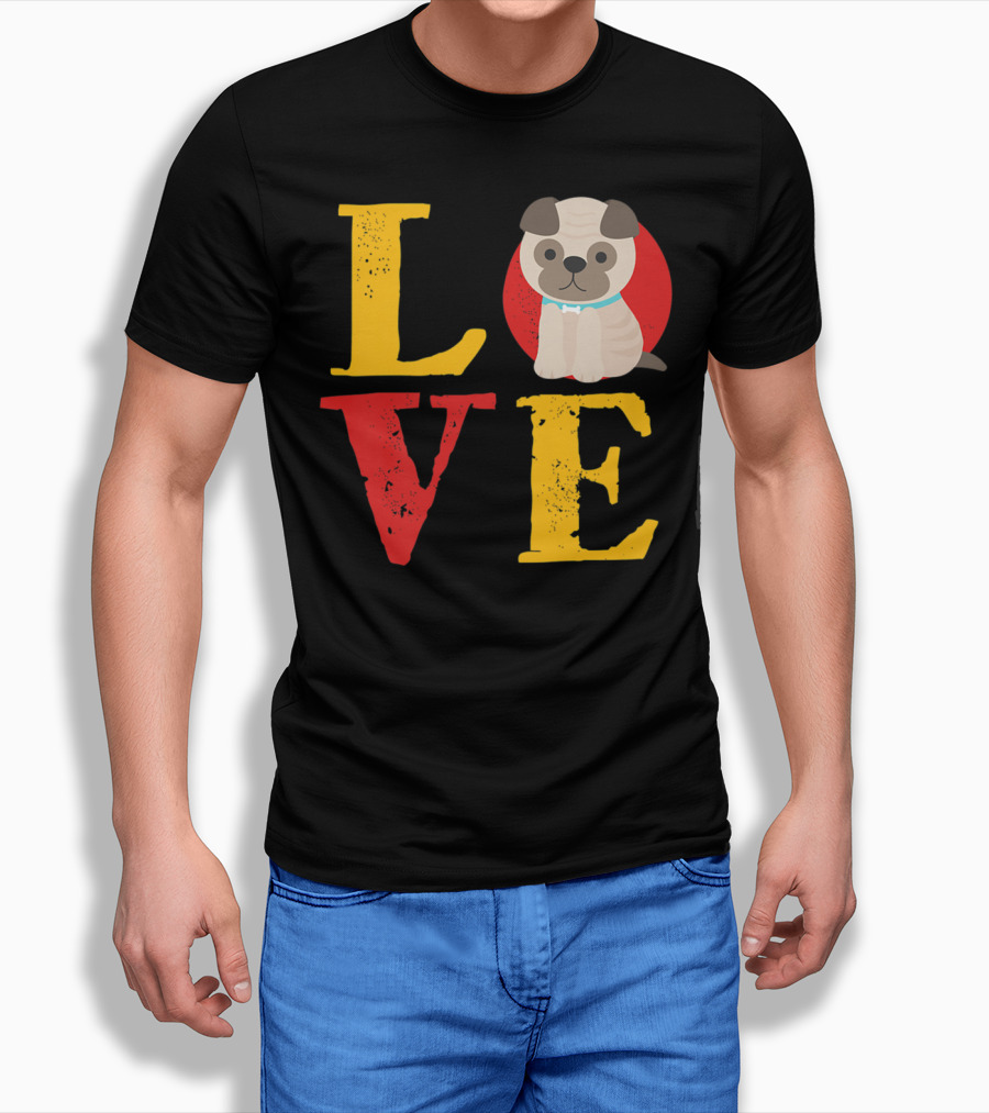 Love Pug Dog Animal Lover Puppies Mom and Dad19 T-Shirt