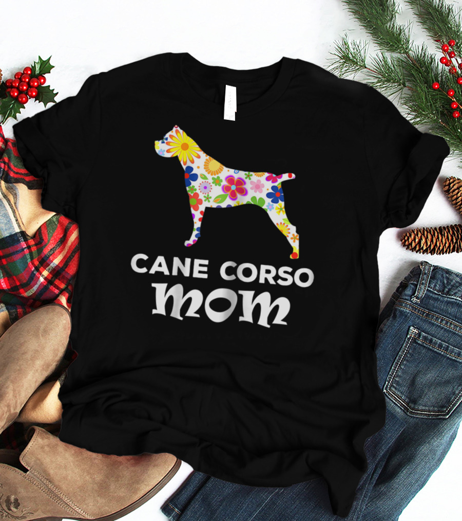 Cane Corso Mom Floral Dog T-Shirt
